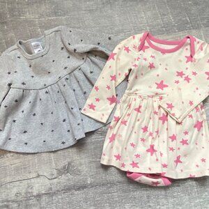 Baby Girls Long Sleeve Star Dresses Set 3-6M By Modern Moments Soft Cotton Blend